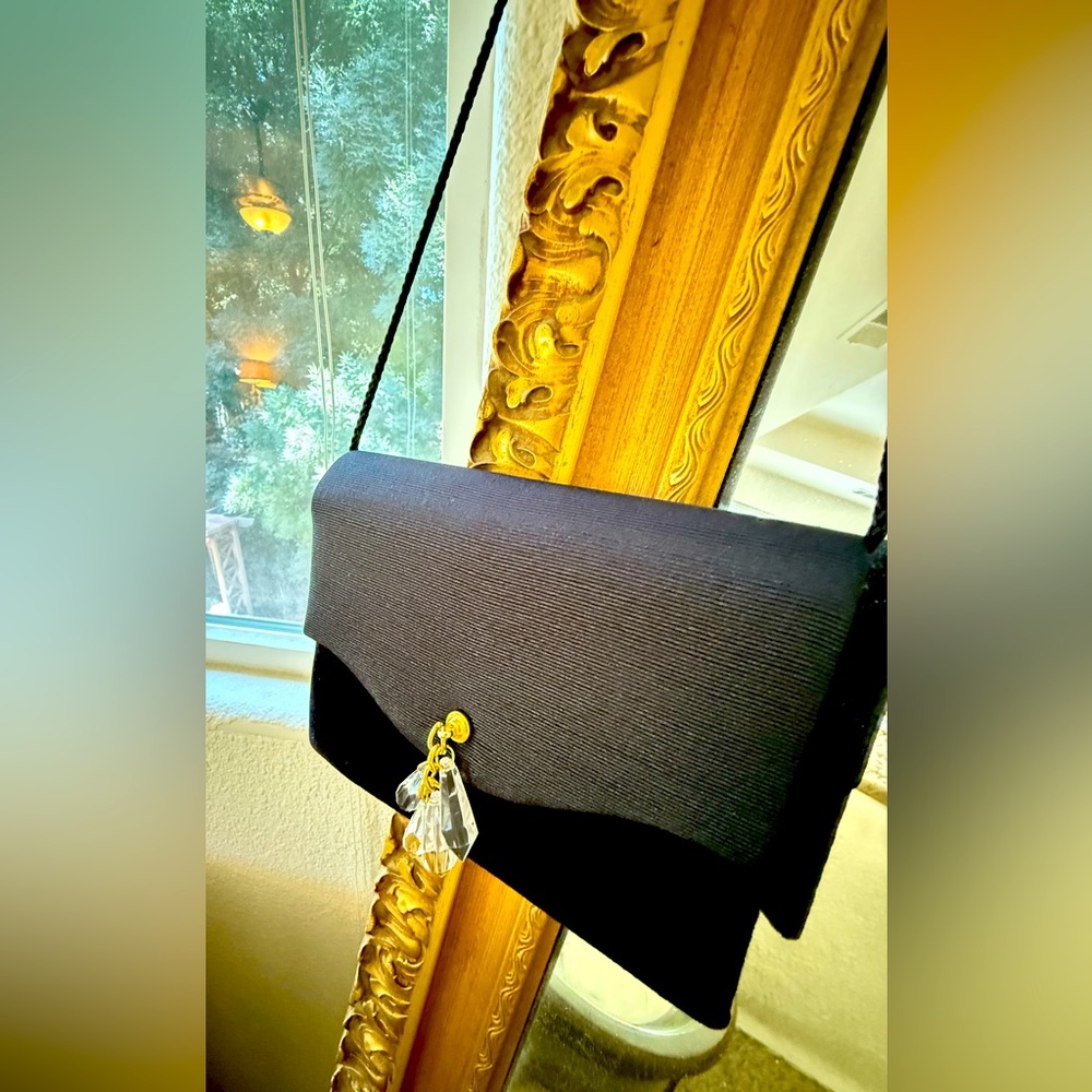 Vintage Designer Black Crystal Hand Bag Purse - Picture 10 of 17